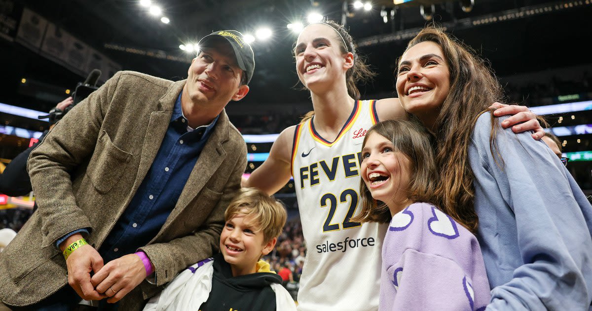 Ashton Kutcher, Mila Kunis Bring Kids to Caitlin Clark's WNBA Game