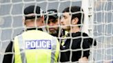 Protester ties himself to Hampden goalpost to delay Scotland-Israel football match