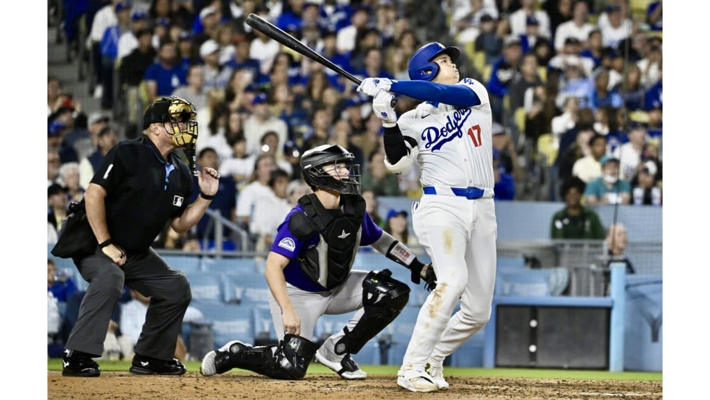 Shohei Ohtani adds to his milestone totals as Dodgers rally past Rockies