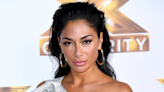 Nicole Scherzinger Shimmers in Sheer Crystal Cut-Out Gown