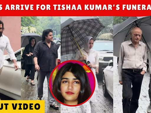 Riteish Deshmukh, Farah Khan, and Sajid Khan attend the funeral of Tishaa Kumar, daughter of Krishan Kumar