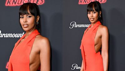 Sabrina Elba Goes Backless in Coral Fendi Dress With Idris Elba for ‘Knuckles’ Premiere