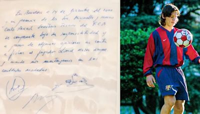 Subastaron la servilleta en la que Messi firmó su primer contrato con el Barcelona: por cuánto se vendió | + Deportes