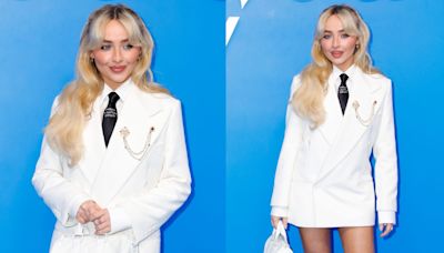 Sabrina Carpenter Means Business in Blazer Minidress at Louis Vuitton Spring 2025 Menswear Show in Paris