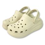 Crocs 卡駱馳 經典泡芙克駱格 CRUSH CLOG 女 米色 增高中性鞋 休閒洞洞鞋 厚底涼鞋 輕量懶人鞋 防水拖鞋 207521-2Y2