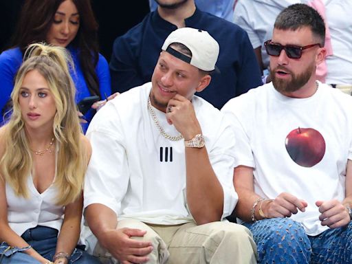 Travis Kelce Sits Courtside at NBA Playoffs with Patrick and Brittany Mahomes