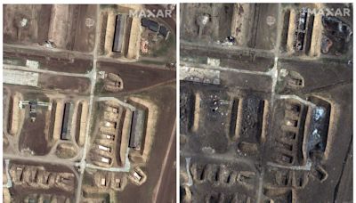 These before-and-after satellite images capture how Ukraine has been wiping out Russian ammo depots