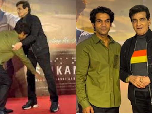 Rajkumar Rao seeks ‘aashirvaad’, touches Jeetendra's feet, WATCH | - Times of India