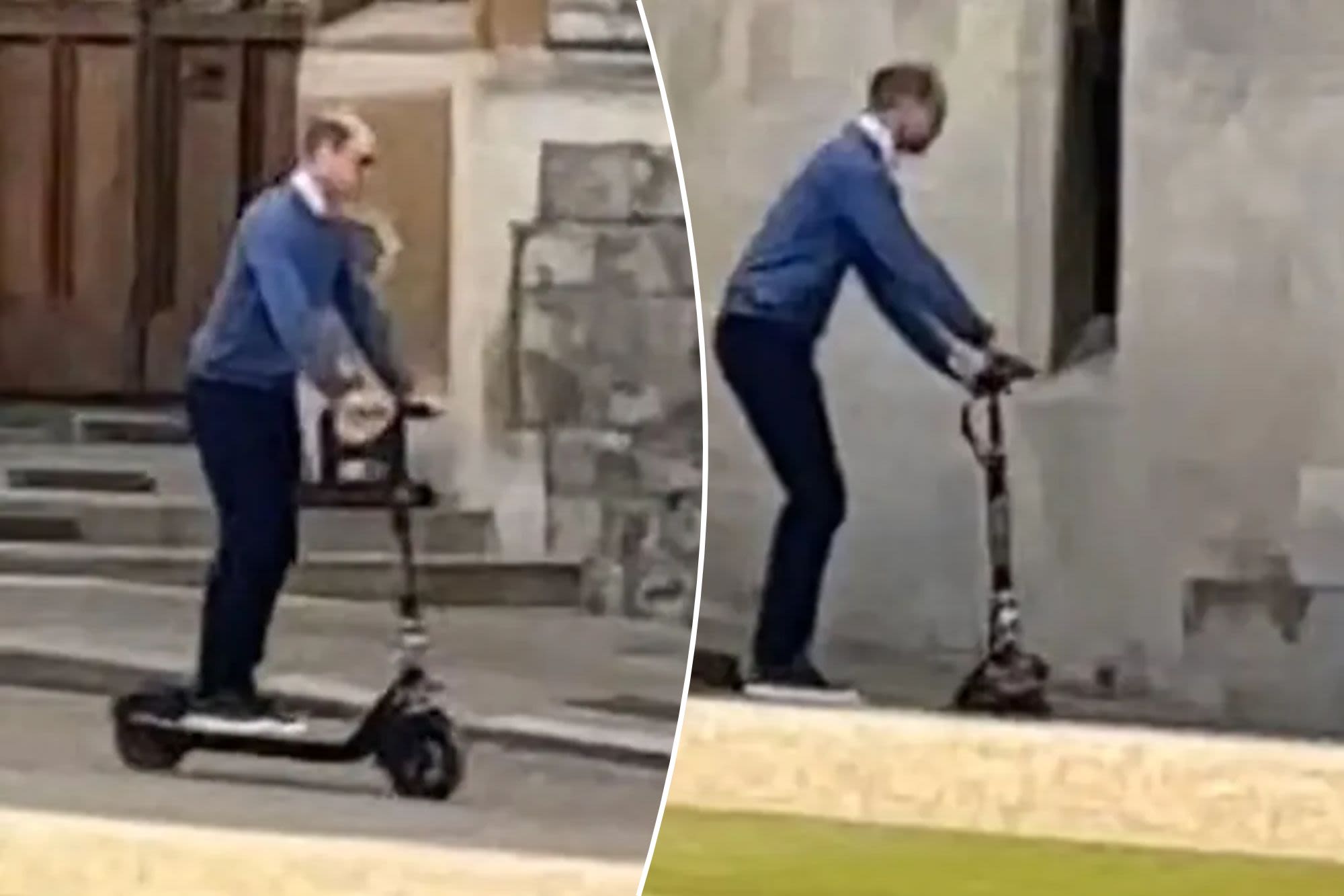 Prince William zipping around Windsor Castle on an electric scooter is a sight to see