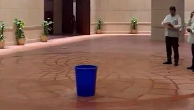 ‘Rainwater leakage’ in Parliament building, Congress MP shares video