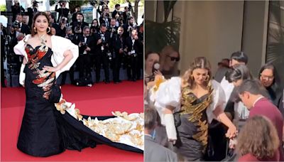 Watch: Aaradhya Bachchan guides injured Aishwarya Rai down the stairs at Cannes 2024