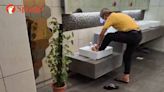 Inconsiderate uncle washes his foot in sink for kids in Hougang hawker centre toilet