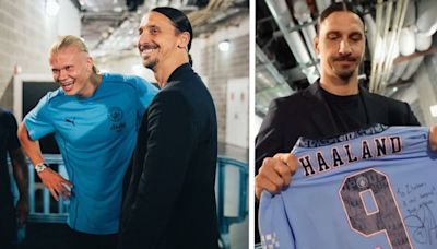 ‘A real legend’ – Haaland meets Zlatan and gifts him a signed shirt