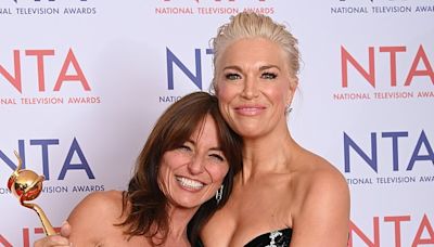 Davina McCall and Hannah Waddingham lark about at the NTAs