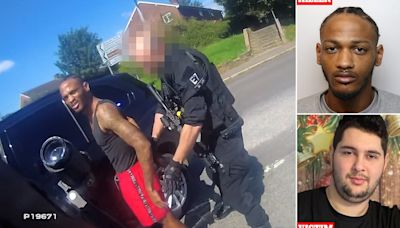 Moment armed police arrest murderer who stabbed love rival to death