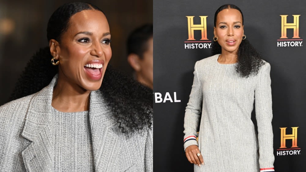 Kerry Washington Puts Feminine Spin on Suiting in Tweed Thom Browne Blazer and Minidress at History Talks Event