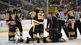 Penguins' John Ludvig appears to get knocked out while throwing huge hit in NHL debut