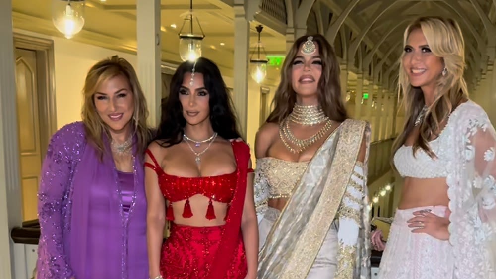 Kim Kardashian Embraces Traditional Dressing in Embellished Red Tassle Bra for Anant Ambani and Radhika Merchant’s Wedding in India