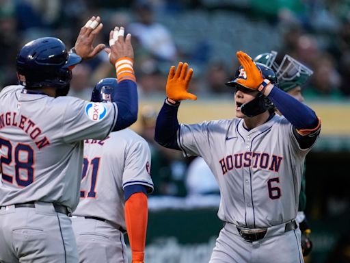 Verlander strikes out 9, passes Greg Maddux for 10th on career list as Astros beat A's 6-3