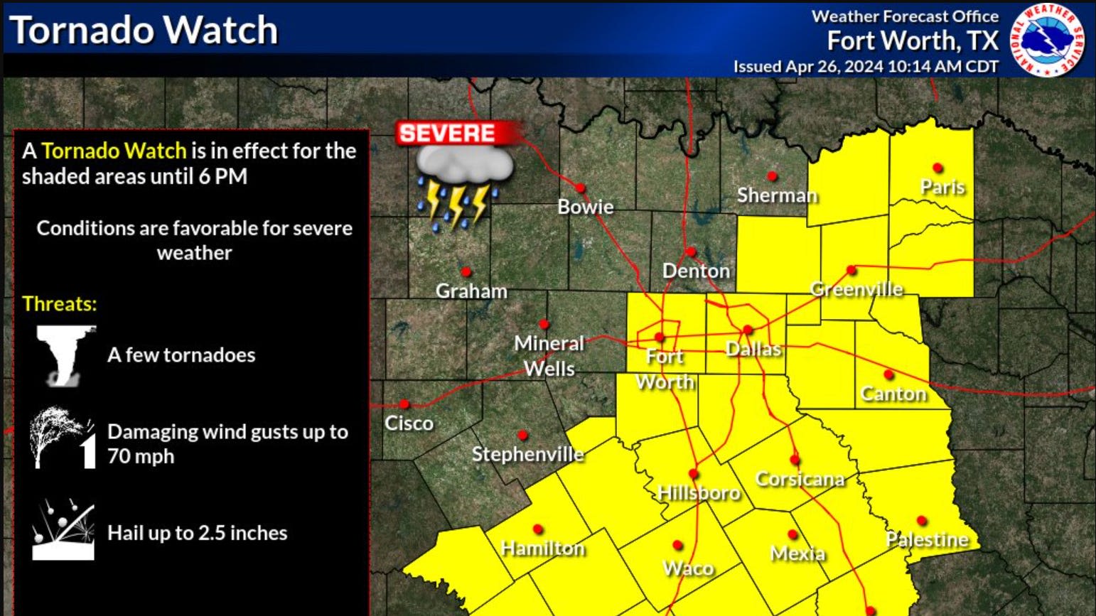 Severe storms across Texas could produce tornadoes, large hail. See if you're in the path