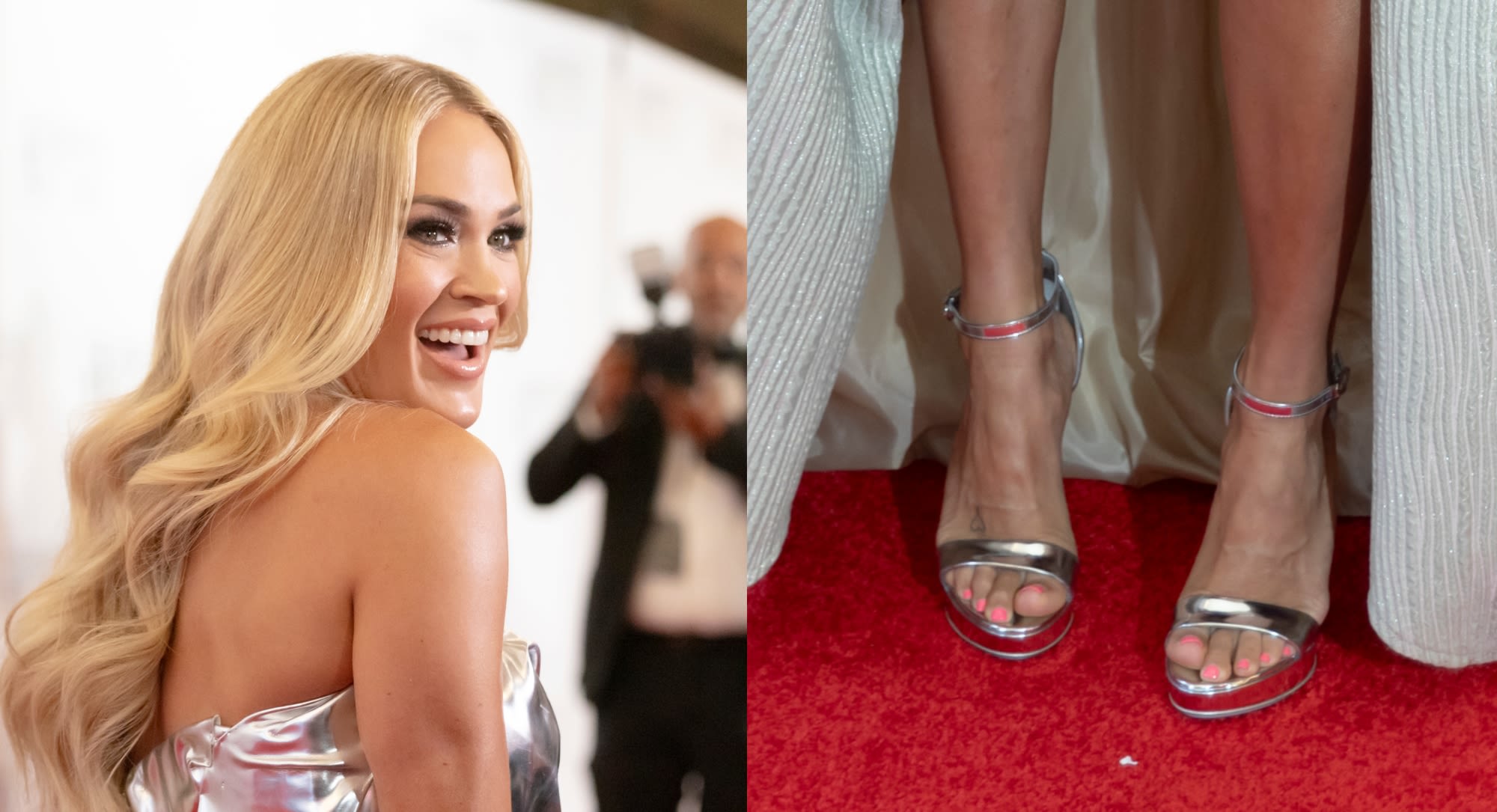 Carrie Underwood Turns Heads in Lofty Metallic Sandals at 2024 Songwriters Hall of Fame Induction and Awards Gala