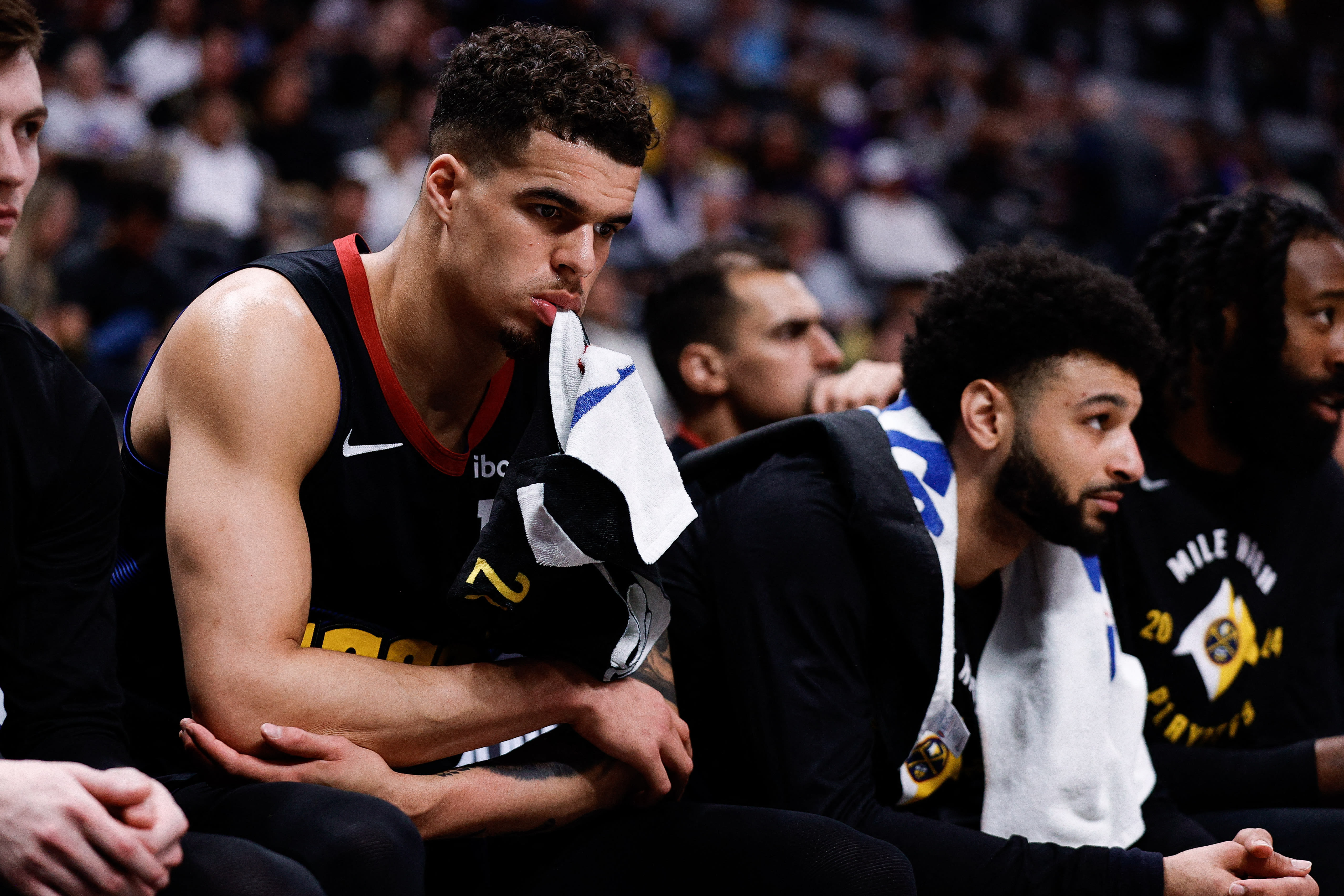 Denver guard Jamal Murray threw a heat pack onto the court during Wolves’ game