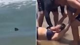 Terrified beachgoers drag bleeding woman away from stalking shark