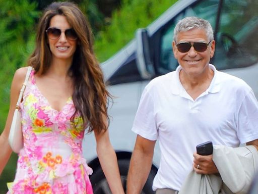 George Clooney and Wife Amal Hold Hands as They Stroll to Lunch in Saint-Tropez
