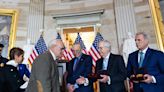 Watch the moment relatives of a fallen January 6 police officer snubbed Mitch McConnell and Kevin McCarthy and refused to shake their hands