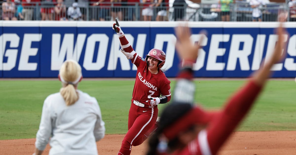 Oklahoma wins record fourth straight NCAA softball title, beating Texas 8-4 for 2-game sweep