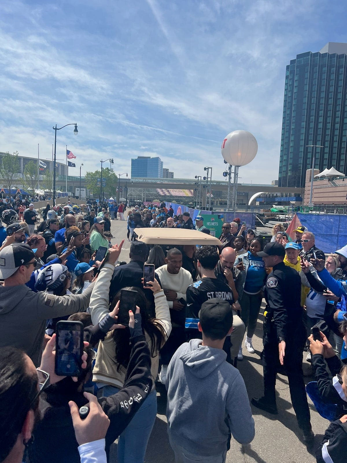 With hopes high for the season, Detroit fans show up for NFL draft.