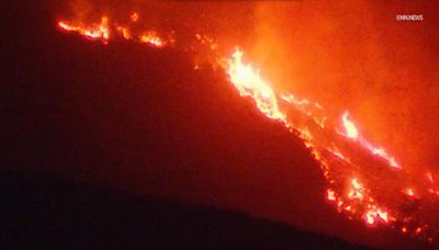 Growth of Bridge fire burning north of La Verne slows overnight, but still no containment