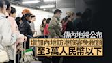 本地｜傳內地將公布惠港措施 內地旅客免稅額或增至3萬人幣以下