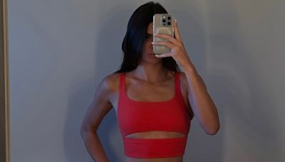 Kendall Jenner Brings the Heat in a Chili Pepper Red, Cut-Out Yoga Set