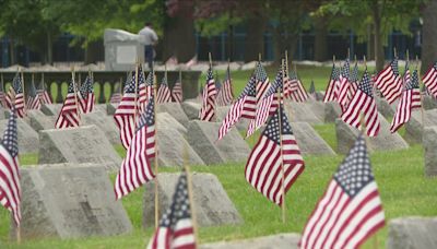 Flags at Forest Lawn Cemetery honor veterans who passed