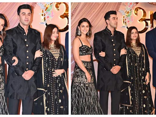 Alia Bhatt and Ranbir Kapoor twin in traditional black outfits as they grace Anant Ambani and Radhika Merchant's sangeet ceremony - See photos | - Times of India