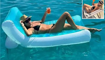 Amanda Holden stuns as she strips to a bikini and sips cocktails in Corfu