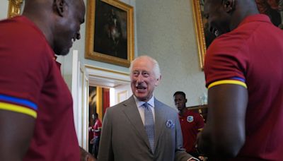 King Charles learns new handshake from West Indies cricket players