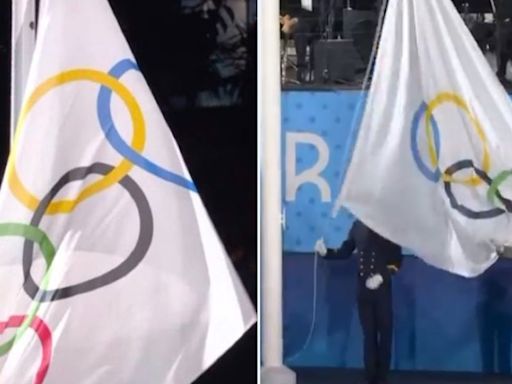 El error de París 2024 al izar la bandera olímpica al revés en la ceremonia inaugural