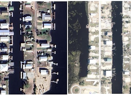 Before and after satellite photos show Hurricane Helene's destruction of the Florida coast