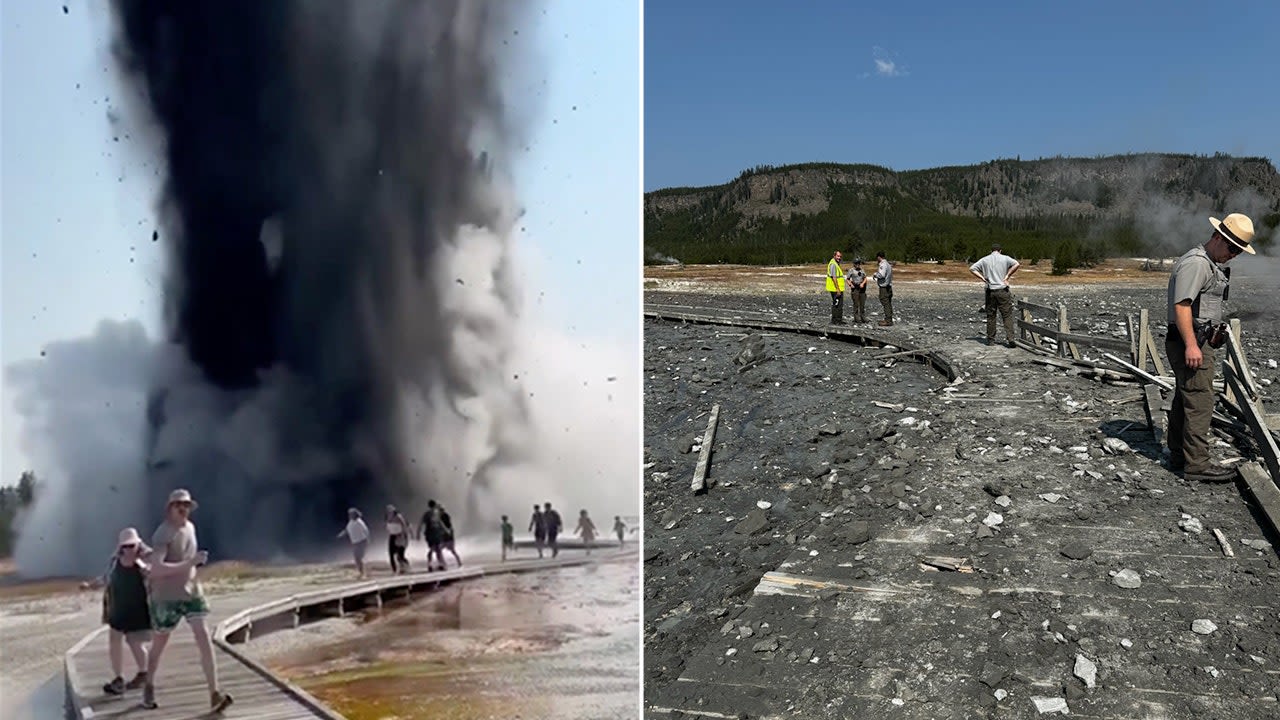 SEE IT: Yellowstone's Biscuit Basin explodes as tourists run away from falling debris