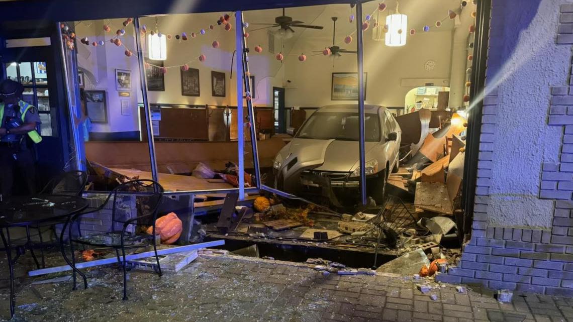 OSHP: Man arrested after crashing stolen car into Canton ice cream shop