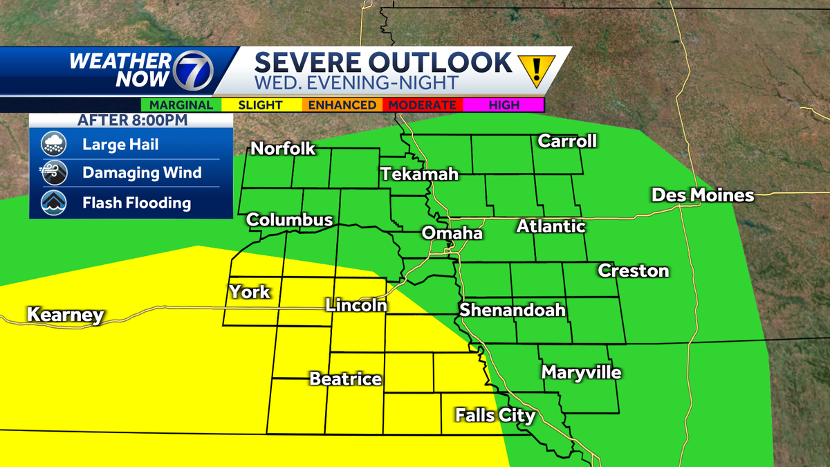 Impact weather: Strong storms possible with wind and hail in parts of the area Wednesday night