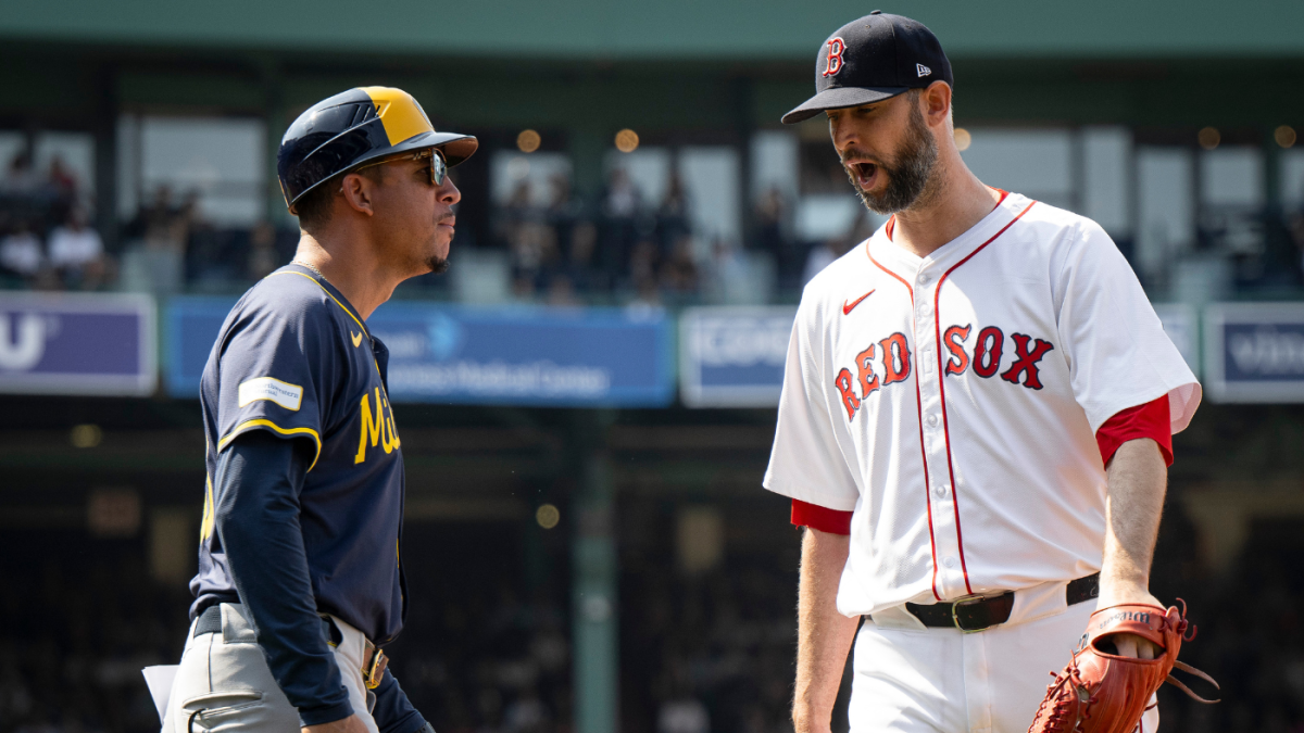 Red Sox, Brewers clear benches after Boston reliever takes exception to bunt attempts: 'Swing the bat'