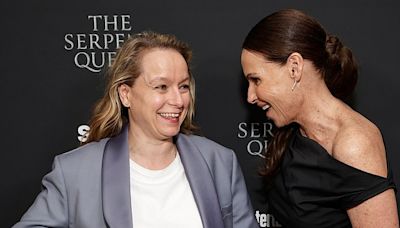 Minnie Driver and Samantha Morton attend a The Serpent Queen screening