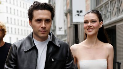 Brooklyn and Nicola Peltz Beckham Serve Up Bride and Groom Vibes in Coordinating Looks at Paris Fashion Week