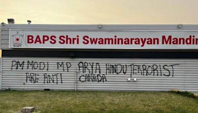 Hindu Temple Vandalised, Hateful Graffiti Painted On Its Walls In Canada’s Edmonton - News18