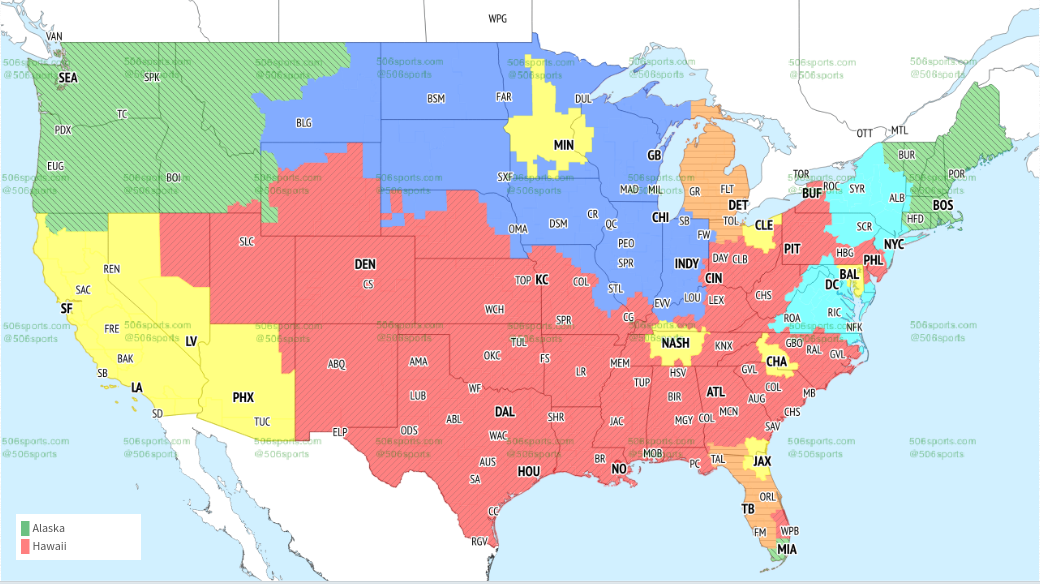 NFL TV broadcast map for Week 2 slate of games