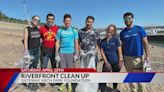 Riverfront clean up at the Gateway Arch