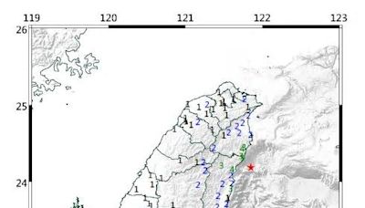 花蓮外海深夜又地震 最大震度4級：新北、桃園、台中都有感